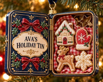 Personalized Christmas Tin Ornament | Custom Name Holiday Keepsake | Christmas Tree Decor