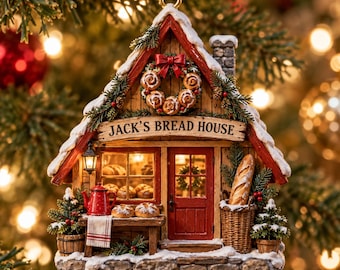 Personalized Christmas Bread House Ornament | Custom Name Holiday Keepsake | Christmas Tree Decor