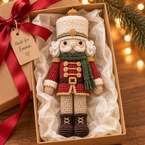 Handmade Crochet Nutcracker Doll, Amigurumi Christmas Soldier Figurine, Personalized Gift