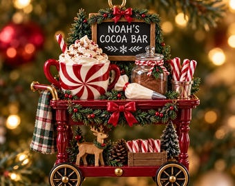Personalized Hot Cocoa Bar Ornament | Custom Name Holiday Decor | Christmas Tree Decor