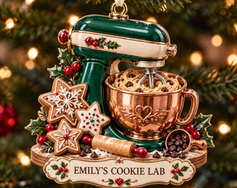 Personalized Christmas Baking Stand Mixer Ornament | Custom Name Holiday Keepsake | Christmas Tree Decor