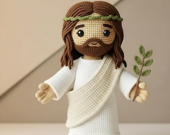 Crochet Jesus Doll, Olive Branch, Handmade Christian Gift
