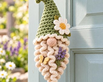 Crochet Turkey Gnome Door Hanger, Handmade Thanksgiving Wreath Decor, Fall Front Door Hanging, Rustic Harvest Housewarming Gift