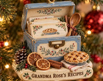 Personalized Christmas Grandma's Recipes Ornament | Custom Name Holiday Keepsake | Christmas Tree Decor