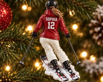 Personalized Christmas Skier Ornament | Custom Name Holiday Keepsake | Christmas Tree Decor