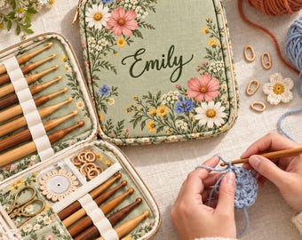 Crochet Hook Case (Empty) – Crochet Storage Organizer for Hooks & Accessories