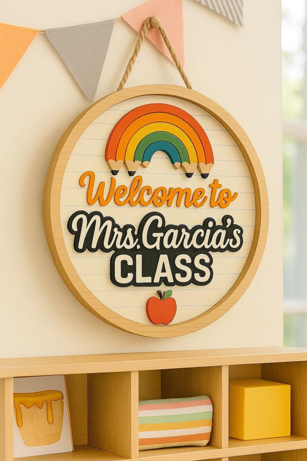 Personalized Teacher Door Sign: Rainbow Classroom Decor, Back to School ...