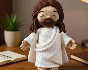 Handmade Crochet Jesus Doll – Christian Gift, Faith Decor