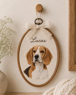 Personalized Pet Portrait Embroidery Hoop, Custom Dog Photo Wall Art, Beagle Name Keepsake, Birthday Christmas Gift for Pet Lover, memorial By FruitCraftStore By FruitCraftStore Shop owned by Thuan 1 year on Etsy