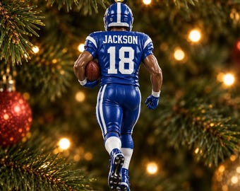 Personalized Christmas Football Player Ornament | Custom Name Holiday Keepsake | Christmas Tree Decor