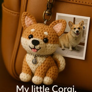 Llavero de Corgi de ganchillo personalizado, adorno para bolso de mascota hecho a mano, regalo conmemorativo para perros