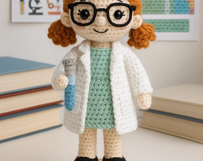 Crochet Scientist Doll: Handmade STEMinist Gift with Lab Coat