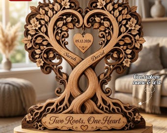 Custom Wooden Tree of Life Plaque, Personalized Anniversary Keepsake, Couple Wooden Sign, Wedding Gift for Parents, Family Tree Decor
