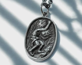 Colgante de plata del Mito de Sísifo, collar de la filosofía existencialista de Albert Camus, joyería de la mitología griega antigua, dije de héroe absurdo
