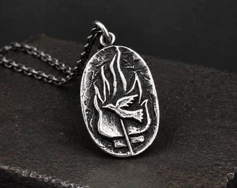 Colgante de plata de la Caverna de Platón: Collar unisex hecho a mano inspirado en la mitología griega antigua.