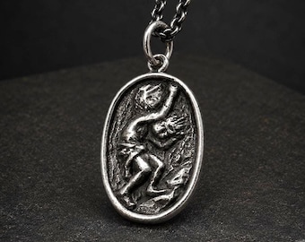 Myth of Sisyphus Silver Pendant, Albert Camus Existentialist Philosophy Necklace, Ancient Greek Mythology Jewelry, Absurdist Hero Charm