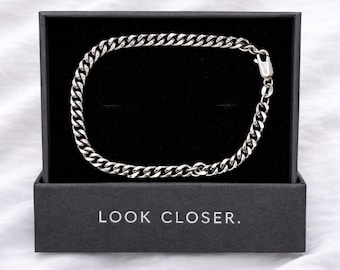 Mens Curb Chain Bracelet in Solid 925 Sterling Silver