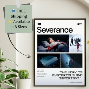 Severance-poster Lumon Industries Wall Art | "Het werk is mysterieus" | Adam Scott | Apple TV-beëindigingsdecoratie | Matte gicléeprint