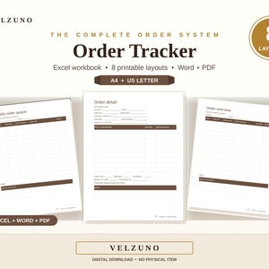 Order Tracker Bundle for Small Business, Excel Spreadsheet and Editable Word Printables