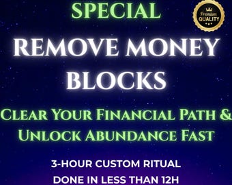 Remove Money Block Spell, Clear Financial Path, Release Limiting Beliefs, Abundance Energy Unlocked, Same Day Wealth Manifestation