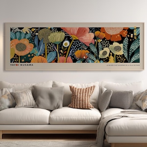 Yayoi Kusama Inspired Floral Poster, Japanese Abstract Wall Art, Large Modern Flower Print for Gallery Wall Decor -U023