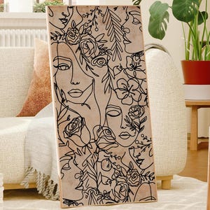 Poster con linea di volto di donna, arte astratta, stampa artistica boho, stampa per soggiorno, stampa artistica da parete con linea di volto femminile di metà secolo, decorazione da parete -E029