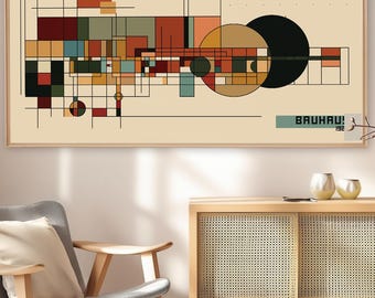 Large Bauhaus Poster Print, Mid Century Modern Exhibition Wall Art, Maximalist Modern Decor for Bedroom or Living Room -Y028