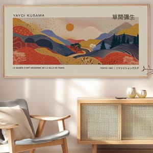Yayoi Kusama Poster, Japanese Wall Art, Modern Panoramic Print, Large Wall Decor, Abstract Gallery Wall Art -Y015