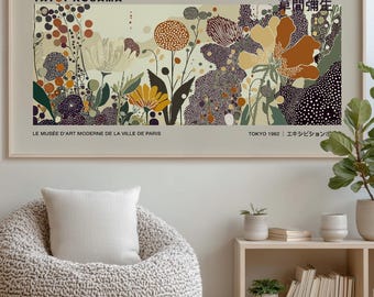 Abstract Mountain Patchwork Print: Colorful Floral Scenery Art