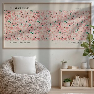 Matisse Inspired Flower Print: Mid Century Modern Pink Geometric Wall Art