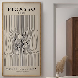 Picasso Exhibition Wall Art Print, Neutral Beige Abstract Vintage Minimalist Gift Idea, Famous Artist Poster Print, Gallery Wall Decor -E052