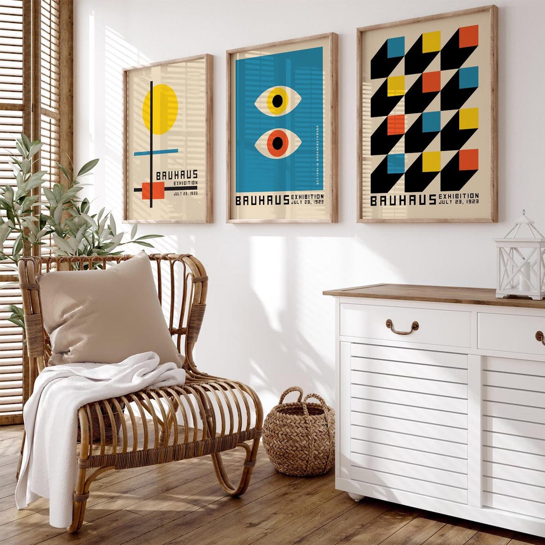 Bauhaus Wall Art Set Geometric Abstract Posters Midcentury Modern ...