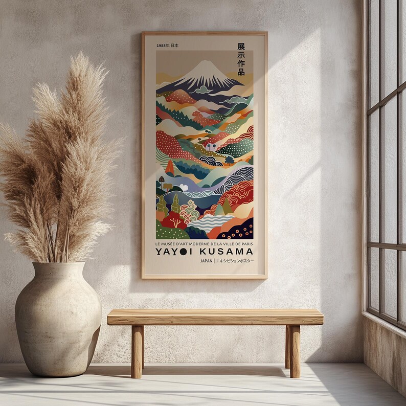 Affiche Yayoi Kusama Mont Fuji - Impression Art Moderne Japonais