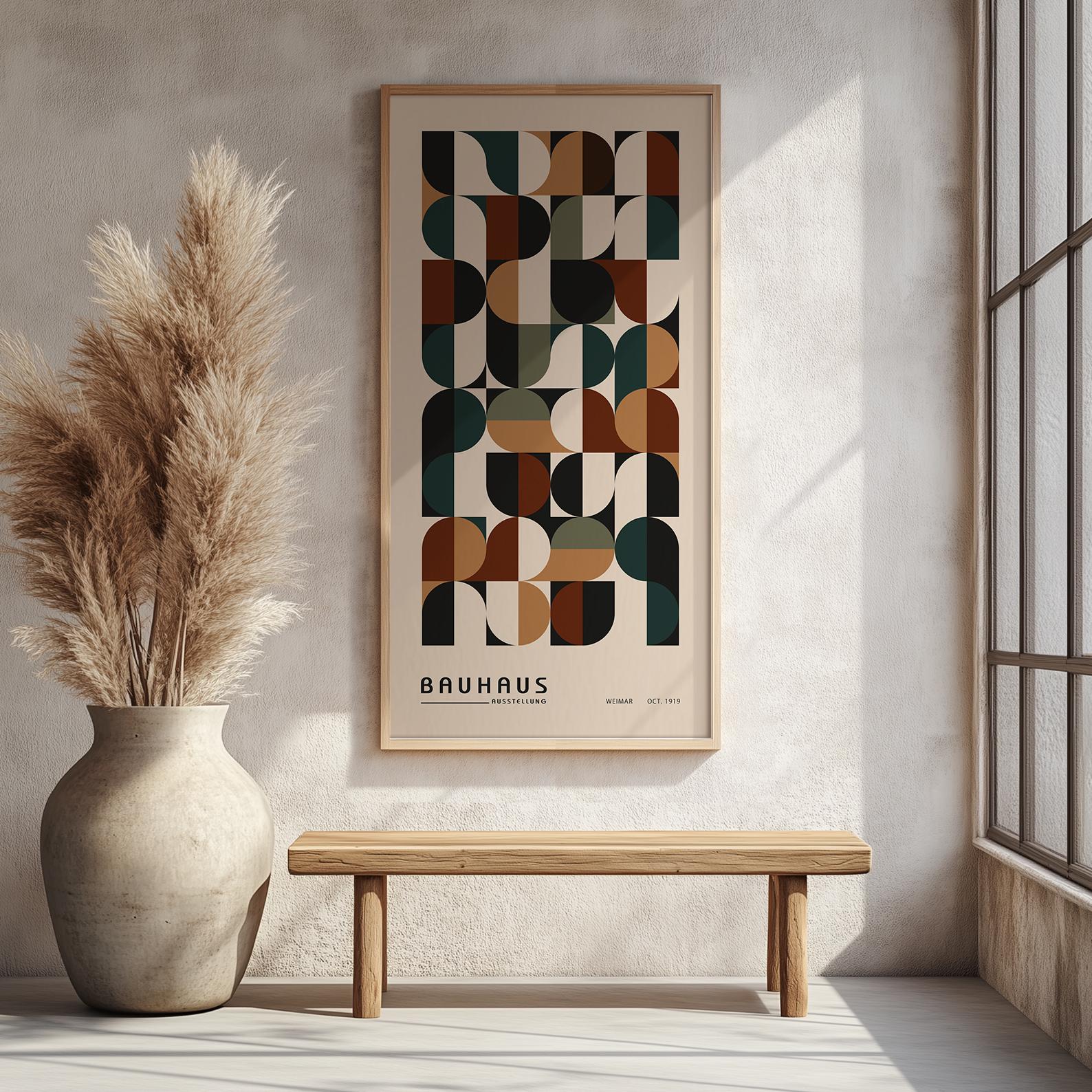 フォトタイル アースカラーのテラコッタ バウハウス ポスター 抽象画 ウォールアート