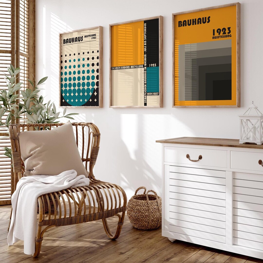 Bauhaus 1923 Poster Geometric Abstract Prints Retro Midcentury Modern ...