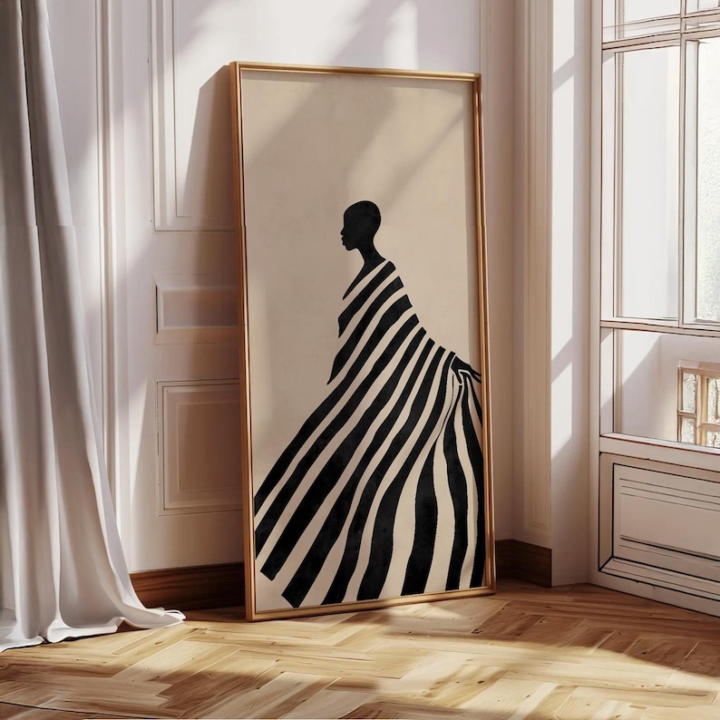 Abstract African Woman Art Print: Minimalist Silhouette, Modern Home ...