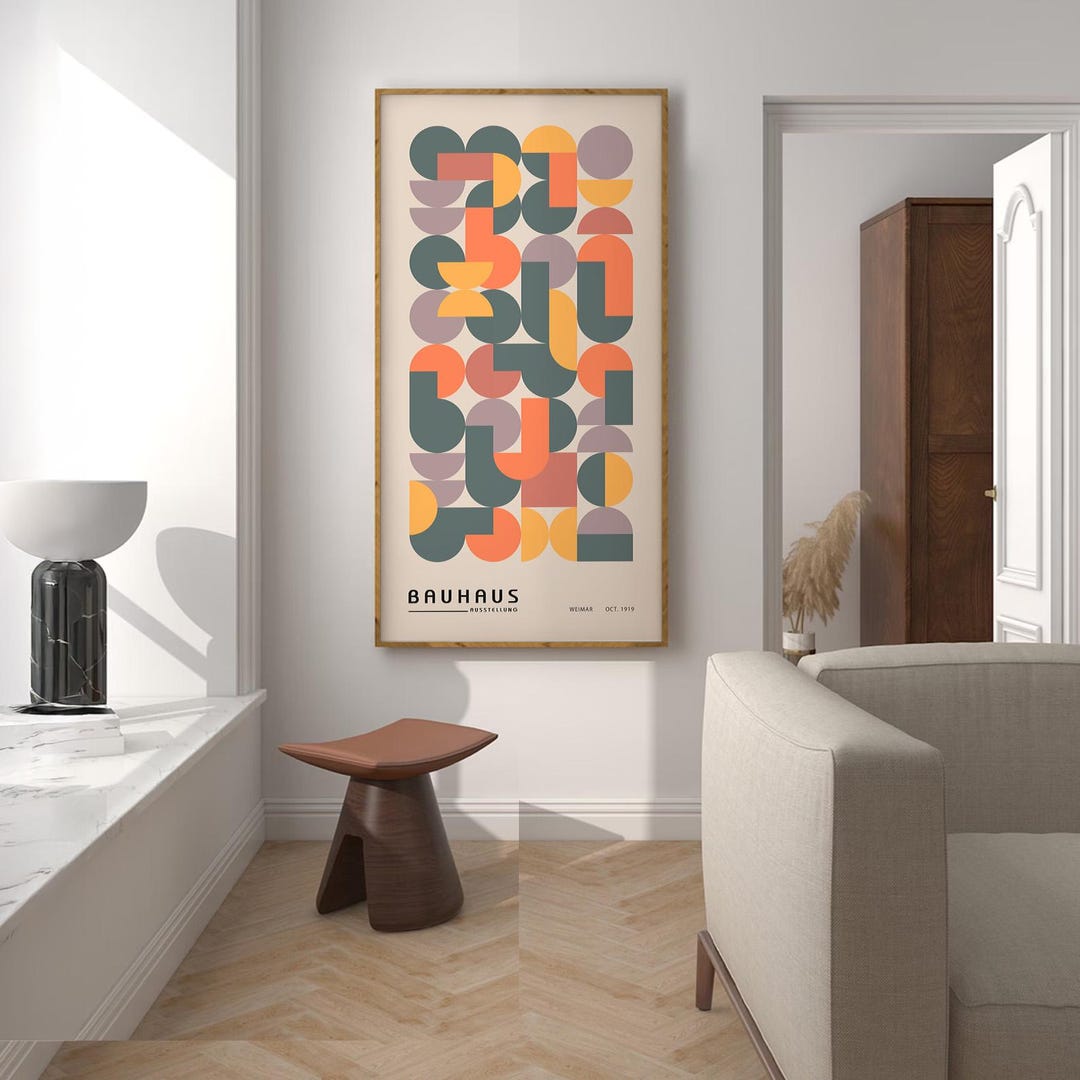 Terracotta Bauhaus Large Exhibition Poster, Mid Century Modern Wall Art ...