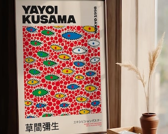 Yayoi Kusama Red Eye Poster, lebendiger Pop Art Museum Print -T024