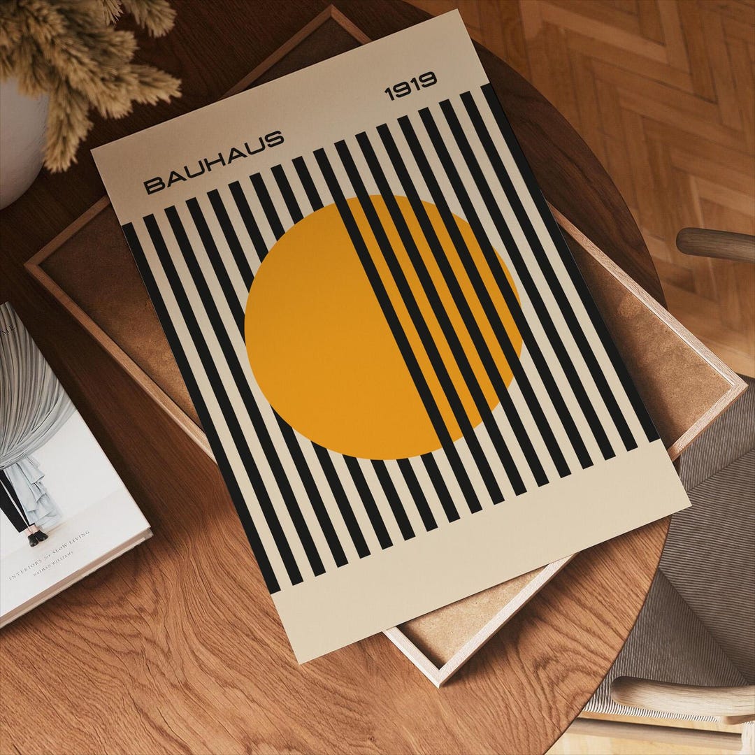 Bauhaus 1919 Poster, Mid Century Geometric Yellow Circle Print -T019 - Etsy
