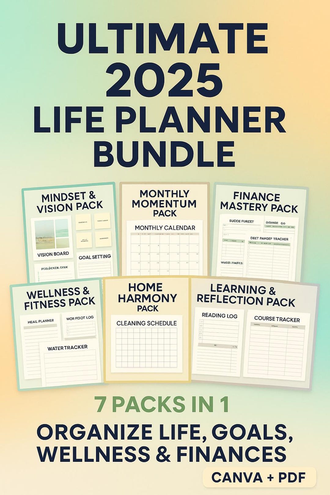 2025 Life Planner Bundle: Goals, Wellness, Finances (fillable PDF) - Etsy