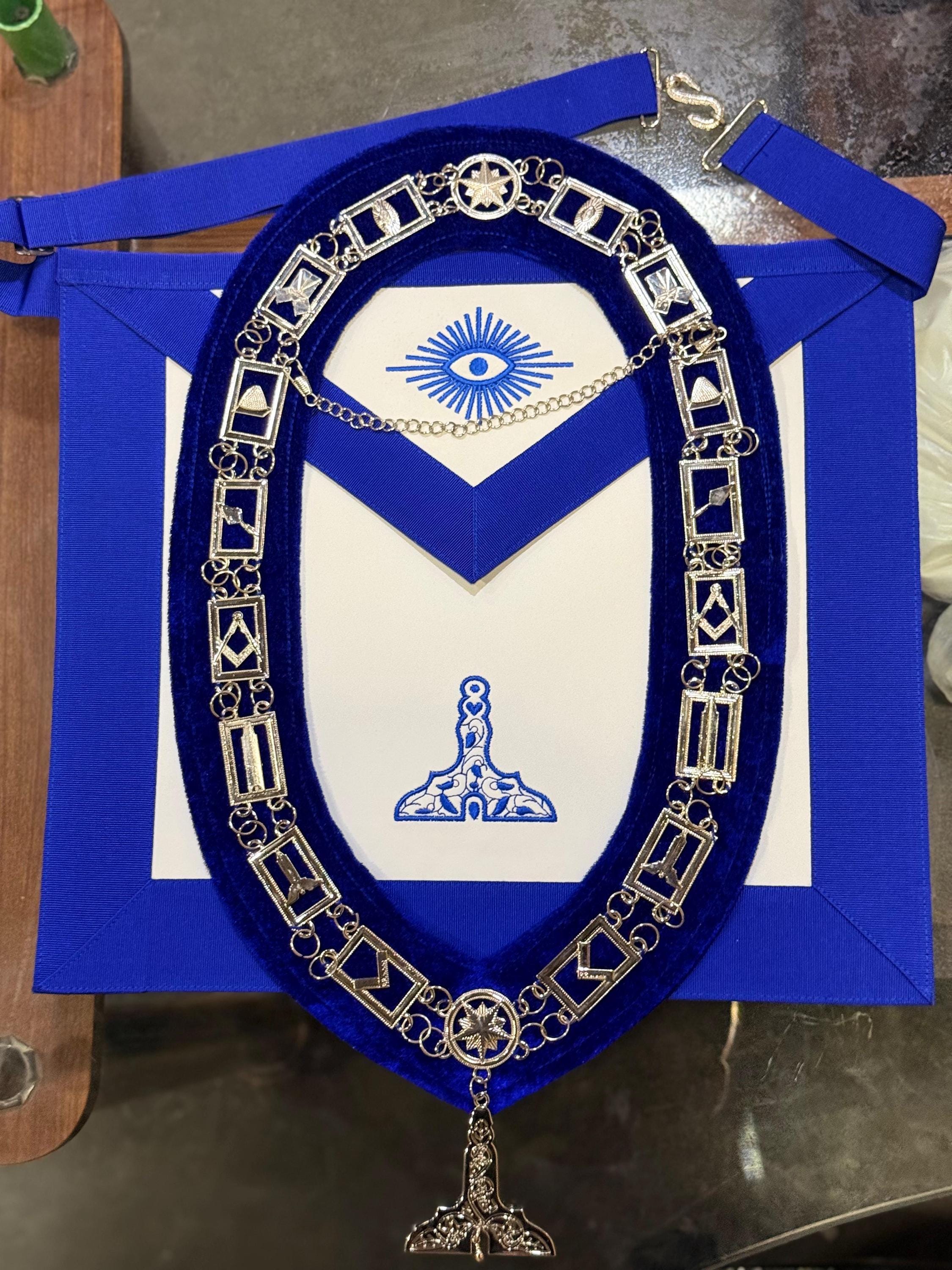 Senior Warden Masonic Apron Set: Blue Lodge Regalia With Level Symbol ...