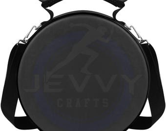 Plain Black Masonic Crown Cap Case - Faux Leather Foldable Hat Box With