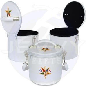Masonic OES White Fez Crown Case with Shoulder Strap – Order of the Eastern Star Cap Holder for Freemasons
