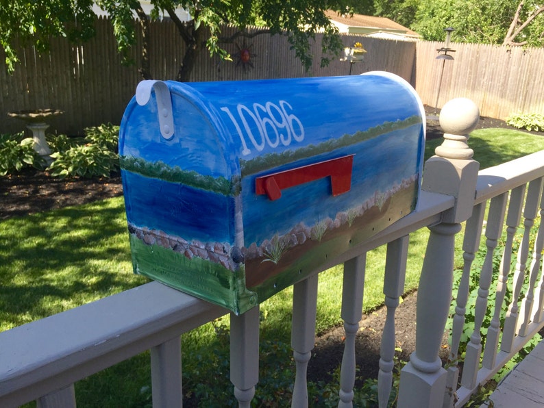 Hand painted lake mailbox lake on a mailbox custom painted Etsy