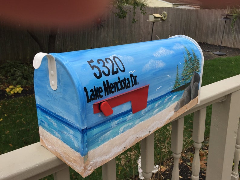 Hand painted mailbox beach mailbox lake mailbox ocean Etsy