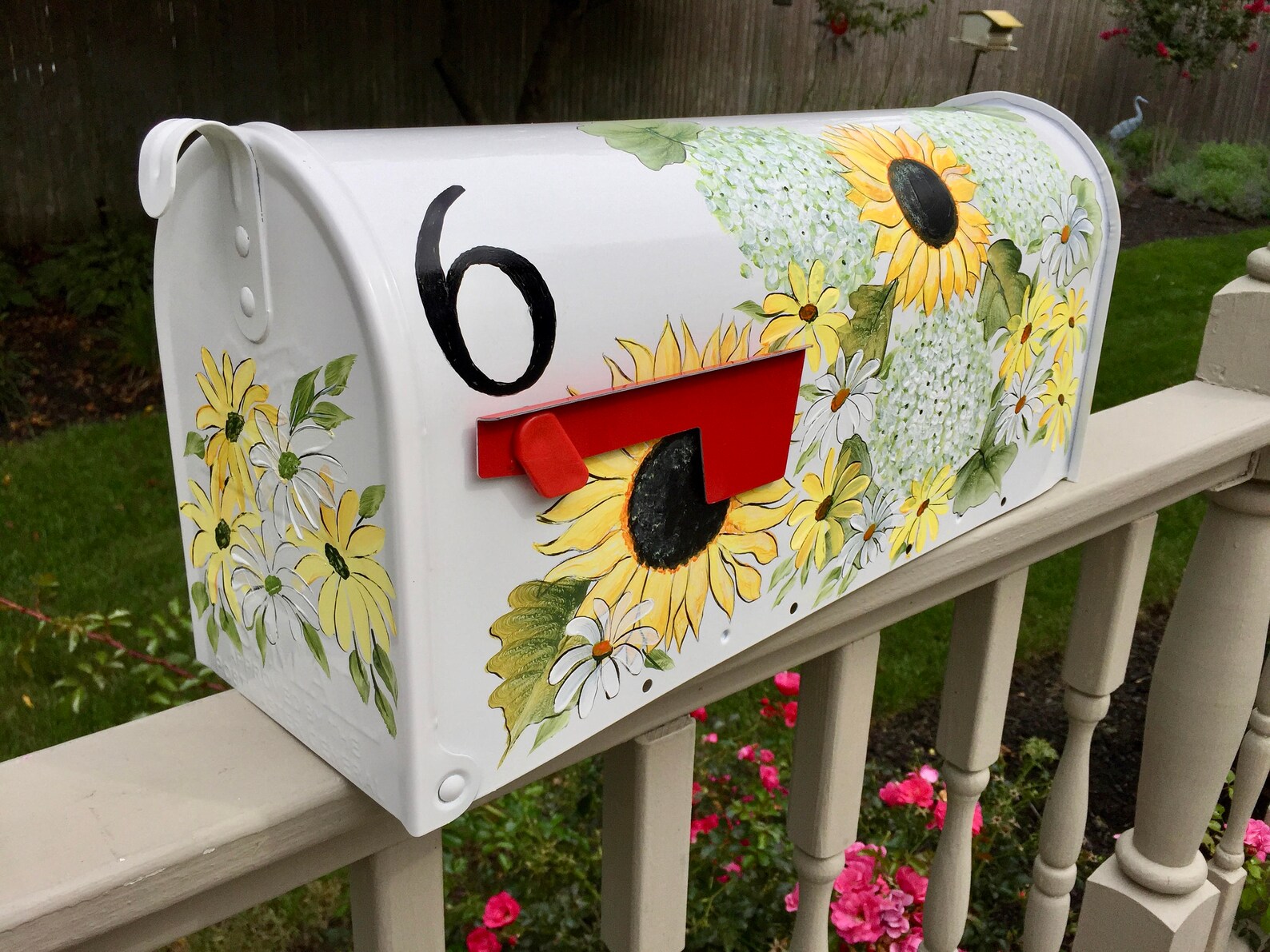 Painted mailbox sunflower mailbox floral mailbox daisy Etsy