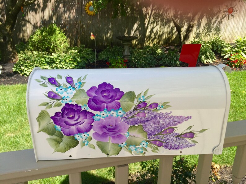 Artistic mailbox purple mailbox hand painted mailbox purple Etsy