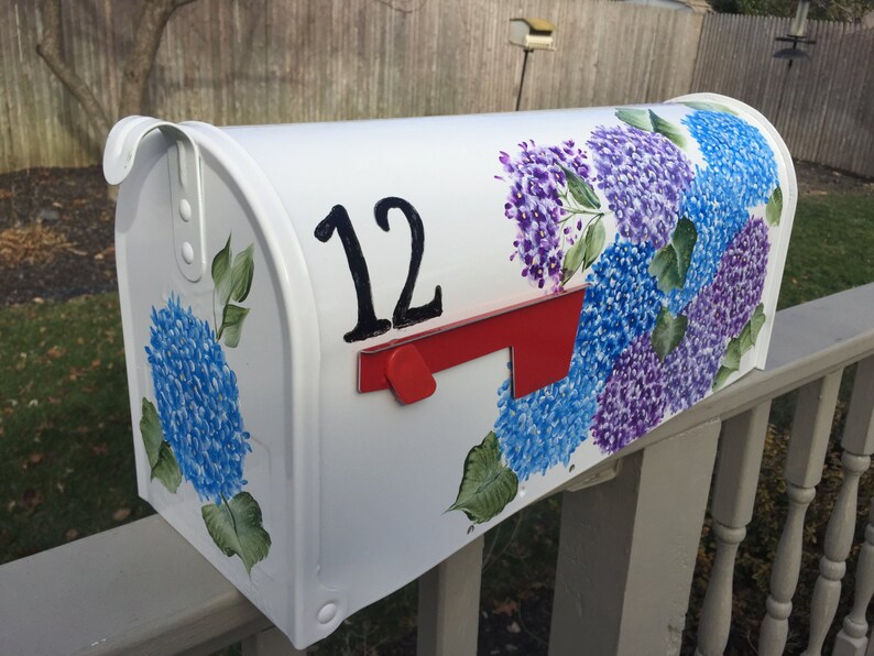 Hand painted mailbox hydrangea mailbox colorful flower Etsy