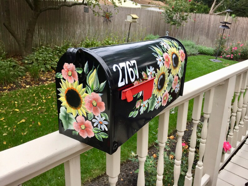Hand painted mailbox sunflower mailbox colorful flower Etsy