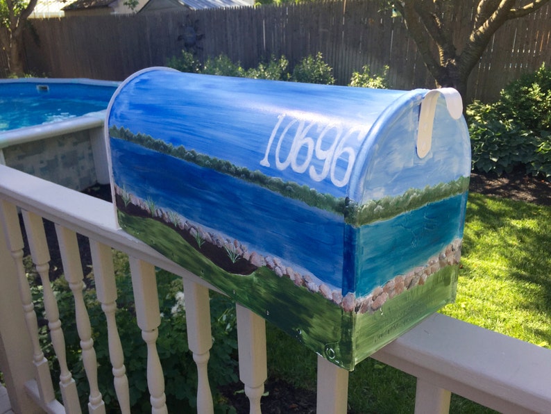 Hand painted lake mailbox lake on a mailbox custom painted Etsy